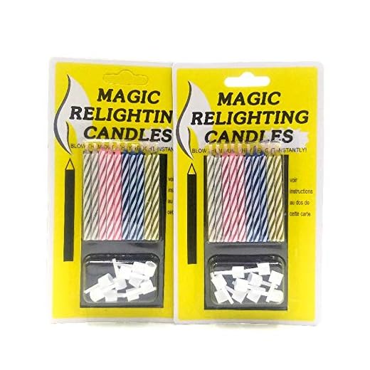 Velas de celebración de estilo retro, reencendido de velas de cumpleaños. Paquete de 2, 20 Velas Mágicas.
