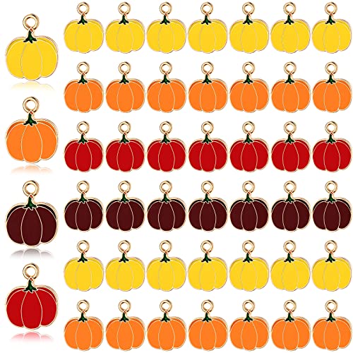 Hicarer 48 Pieces Thanksgiving Charm Pendants Fall Maple Leaf Pumpkin