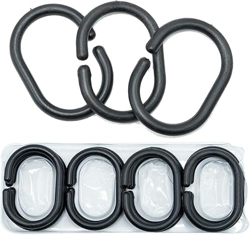 Lot de 12 Anneaux coulissants en Plastique pour Rideau de Douche Noir Ring