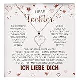 22Feels Liebe Tochter Geschenk SET Von Mama Papa Eltern Mädchen Frauen Herz Halskette Damen Schmuck 925/000 Silber Collier mit Karte, Tasche u.m. - Firmung Konfirmation Geburtstag (LED Etui)