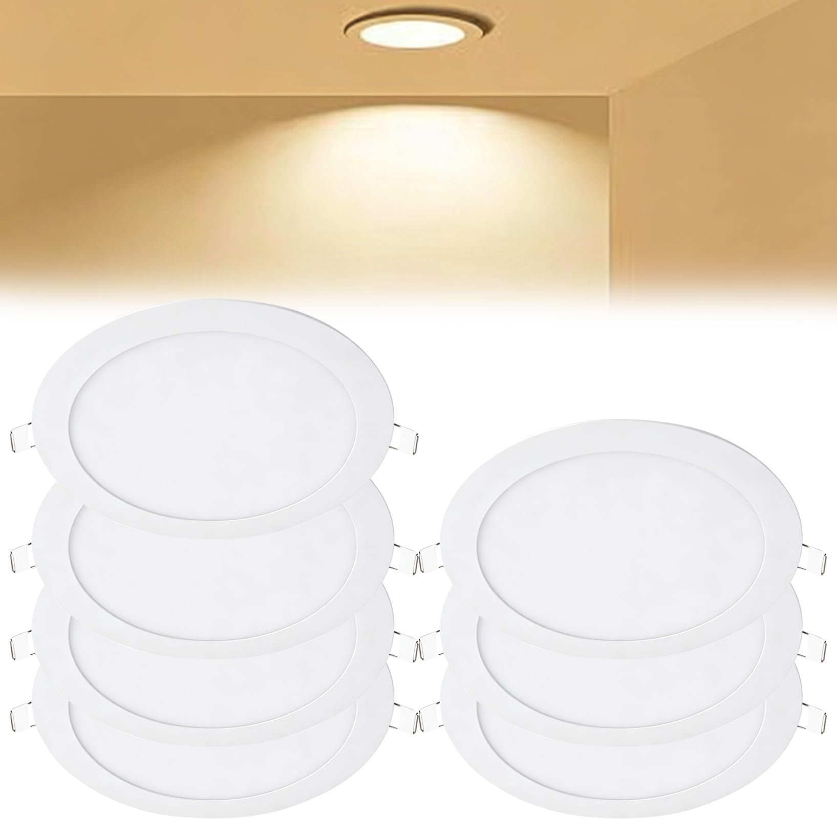 VOGHMOLD 24W Ultra Slim LED Downlight 12 inch, 3000K Recessed Ceiling Light, Cut Φ280-285mm, AC85-265V Flush Mount Spotlights Aluminum Round Panel Lights for Office Hallway, 7 Pack