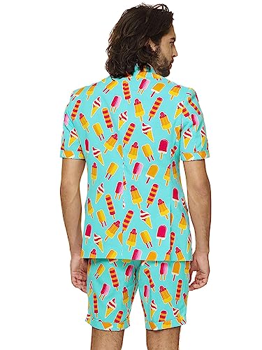 Opposuits Men's Summer Suit - Ice Cream Popsicle Printed Outfit - Slim Fit - Includes Short Sleeved Blazer - Shorts - and Tie2