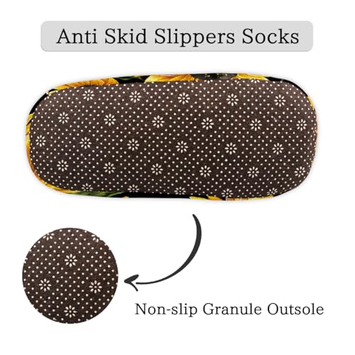 Watercolor Sunflowers Black Slippers for Women Slipper Socks Soft Fuzzy House Slippers Shoes for Indoor Bedroom, Winter Cozy Christmas Gifts4