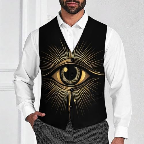 Evil Eye Men's Suit Vest Slim Fit Business Dress Party Pattern Waistcoat Vest Top2
