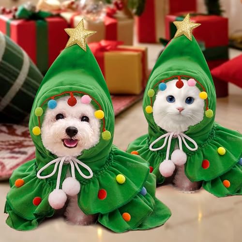 Lp NX}X T^ RXv ~ a` ΐF ybgߕ Christmas Tree-Shaped Pet Clothes for Dog&Cat in Green Color - Large Size