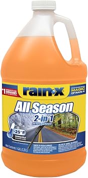 Rain-X All Season -25F 2-in-1 De-Icer & Bug Remover Windshield Washer Fluid - 1 Gallon (Pack of 6)