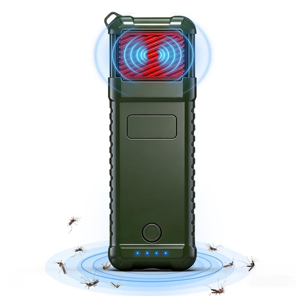 Tragbarer Camping Mückenschutz, SGZIOO Mückenabwehr Outdoor Elektrisch mit 66 Plättchen, USB-C-Aufladung, IP65 Wasserdicht für Outdoor, Camping, Wandern & Backpacking
