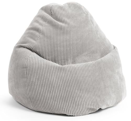 Sitting Point by Magma BeanBag Shara XL Sitzsack aus Flauschcord - 70x110cm, Hülle waschbar, grau, Oeko-TEX®-Zertifiziert Sitting Point by Magma BeanBag Shara XL Sitzsack aus Flauschcord - 70x110cm, Hülle waschbar, grau, Oeko-TEX®-Zertifiziert