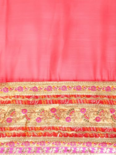Image of Pandadi Saree Women's Elegance Chiffon Bandhani Saree with Heavy Lehenga Design