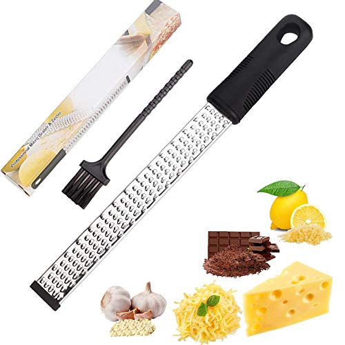 Zester Grater - Parmesan Cheese Lemon Chocolate Ginger Garlic Nutmeg Vegetables Fruits - Soft Touch Handle - Dishwasher Safe,Ergonomic Non-Slip Grip Handle(black)