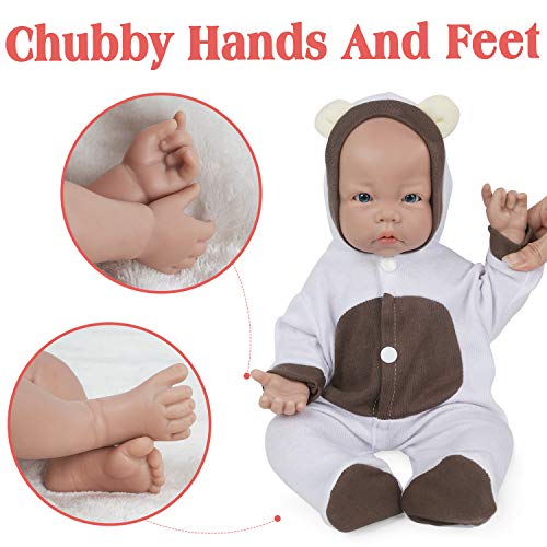 Vollence 43cm Vollsilikon Babypuppes, Nicht Vinyl Puppen,Realistische Reborn Baby Doll, Echte Baby Dolls, Lebensechte Baby Doll, Neugeborene Baby Dolls - Mädchen – Bild 5