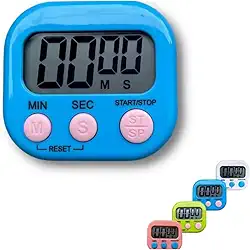 Temporizador Digital com LCD, Cronômetro de Cozinha Magnético, Controle Minutos, Segundos, Cor (AZUL)