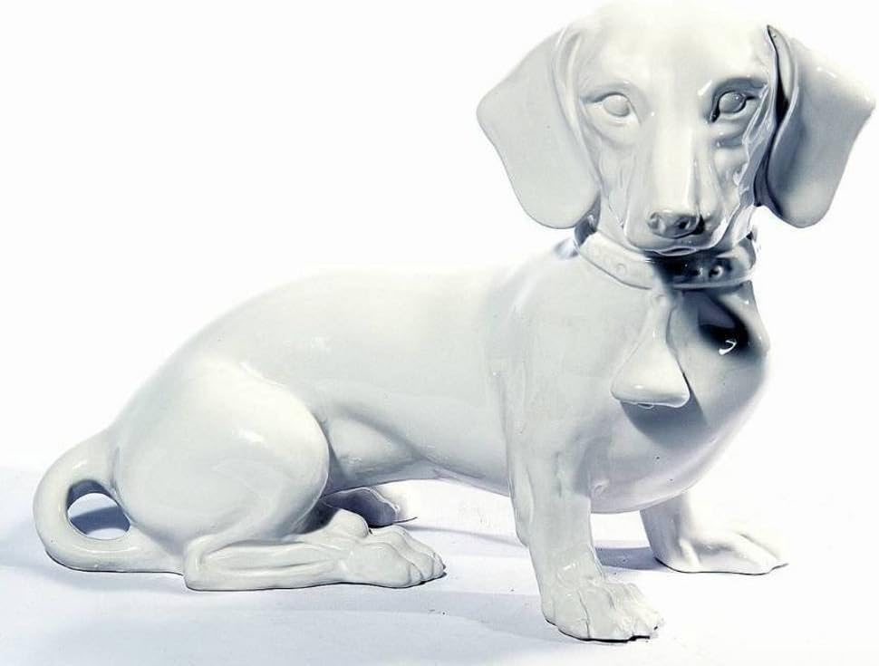 Intrada of Italy Awesome Ceramic White Dashhound Dog Statue, Handmade in Italy