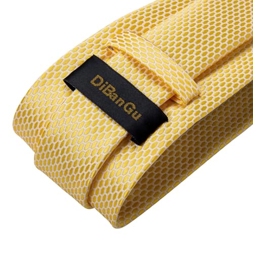 Image of DiBanGu Extra Long Tie for Men 63 inch XL Silk Necktie Set | Pocket Square and Cufflinks, Big and Tall, Jacquard Woven, Gift Box, Paisley /Plaid /Solid /Striped, for Weddinng Party Business