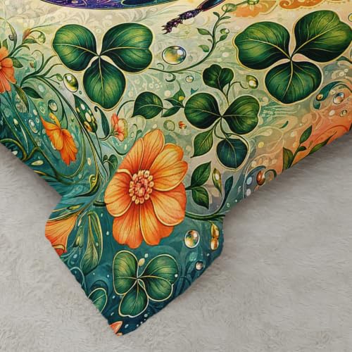 Image of AILONEN Queen Comforter Set 3 Piece, Rainbow Ladybug Clover Garden 3D Printed Bedding with 2 Pillowcases, Soft Lightweight Microfiber Nature Decor for Master Suite