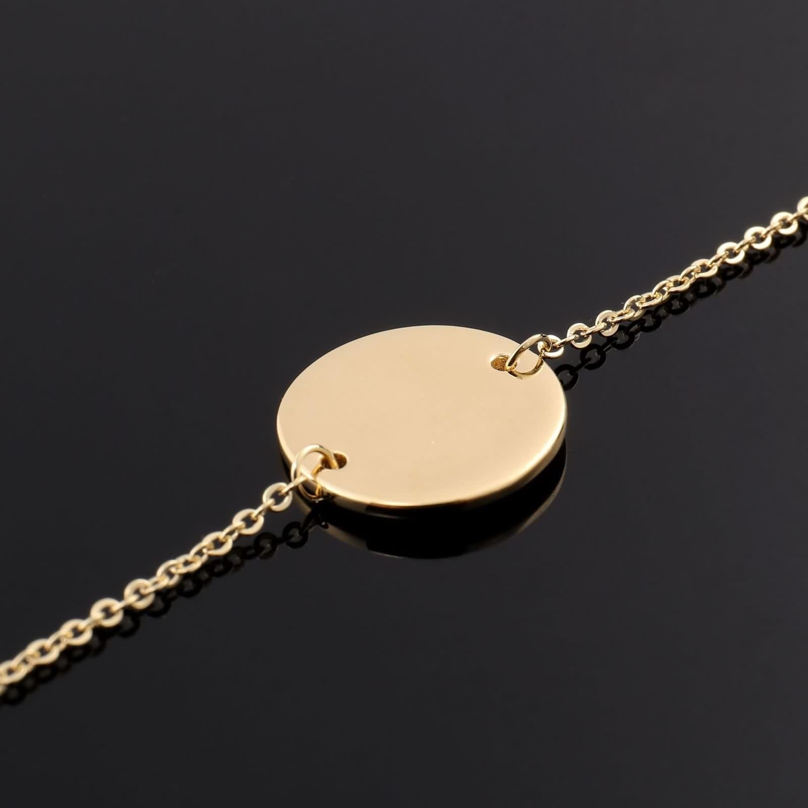 Pulsera de moda para mujer, de oro amarillo con lentejuelas pulidas, para promesa de boda
