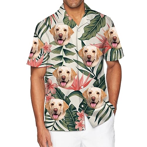 Custom Hawaiian Shirt with Face Picture for Men Personalized Tropical Summer Beach Casual Short Sleeve Button Down Shirts