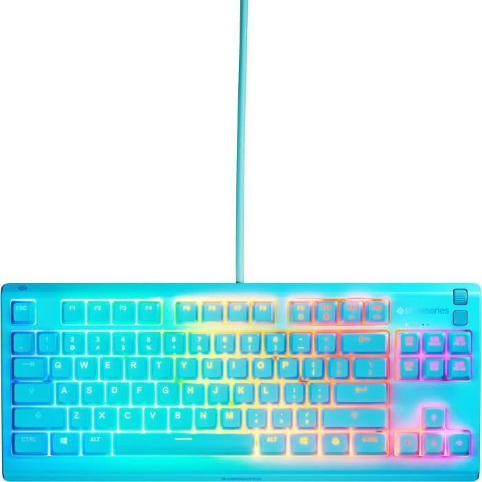 SteelSeries Apex 3 TKL Aqua RGB Gaming-Tastatur – Kompakter Tenkeyless-Formfaktor – 8-Zonen-RGB-Beleuchtung – Wasser- und Staubresistenz… – Ansicht 5