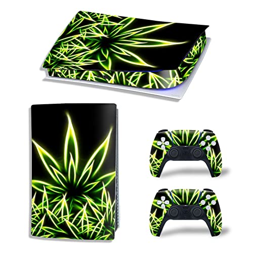 Image of WPS Glossy Protective Vinyl Decal Skin /Stickers Wrap Cover for PS5 Skin Stickers Full Body for Playstation 5 Console and 2 Controllers (PS5 Digital Edition, Luminous Plants)