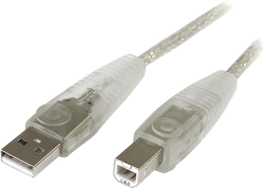 StarTech 6ft Transparent USB 2.0 USB-A to USB-B Cable - M/M (USB2HAB6T) | Molded, Male to Male, Compatible with PC and Mac, Data transfer up to 480Mbps, Type, Hot pluggable