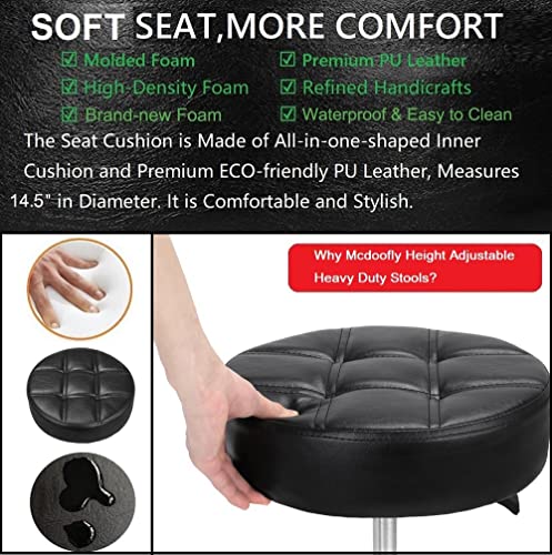 Image of Adjustable Heavy Duty Stool - Rolling Stools with Locking Caster Wheels - Swivel Stools Backless Chair for Home Kitchen Office Shop Tattoo Lash Tech Pedicure(Black, Height 22 to 30 in)