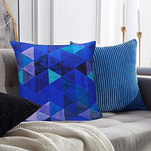 Image of Khooti Velvet Cushion Cover, 20x20 (Triangular Blue)(Pack of 1)
