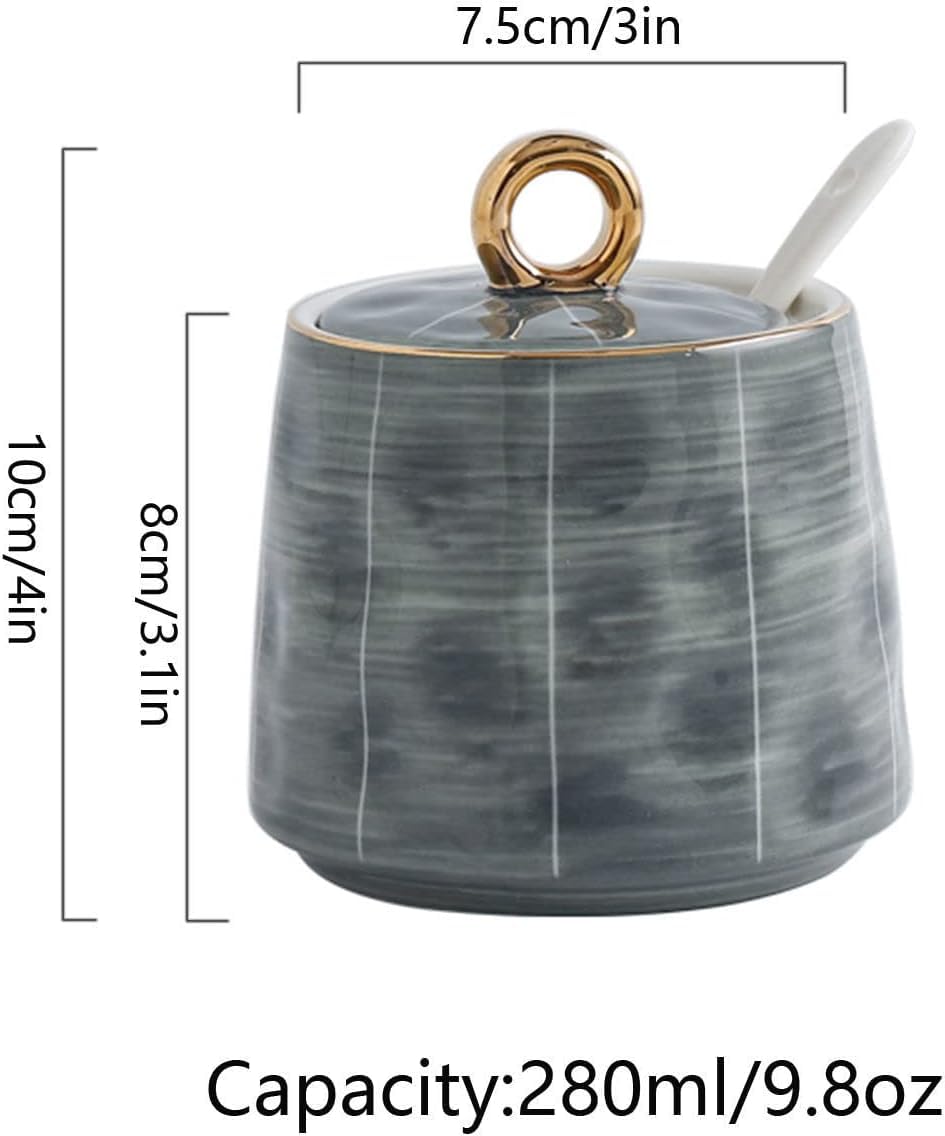EPASHA Sucrier,Sucrier avec Couvercle, Pot d'assaisonnement for Pot de Sucre,Pot de Stockage de Sucre, Pot à Sucre, Pot à Épices for Récipient à Sucre-Gris-280ml (Color : Green)
