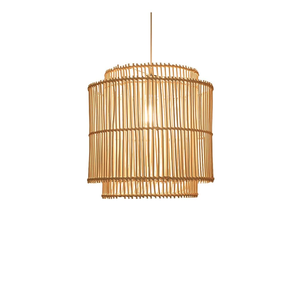 LYMSXAZOU 1 Light Natural Rattan Pendant Fixture, Retro Southeast Asian Style One-Lights Adjustable Boho Basket Handmade Bamboo Lantern Antique Hanging Lights Ceiling Lighting