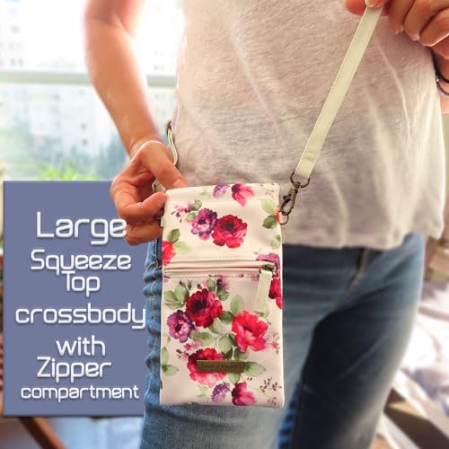 Image of MyEyeglassCase Soft Crossbody Sunglasses Case, Large to XL Squeeze Top Glasses Pouch, Women Eyeglass Holder Sleeve Travel Bag