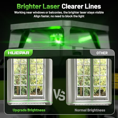Image of Huepar Laser Level 4 * 360 Self-Leveling with LCD Screen, High Brightness Rechargeable Laser Level Machine 16 Lines for Tile, Ceiling & Wall Partition, Magnetic Mount + Hard Case Included - Y04CG