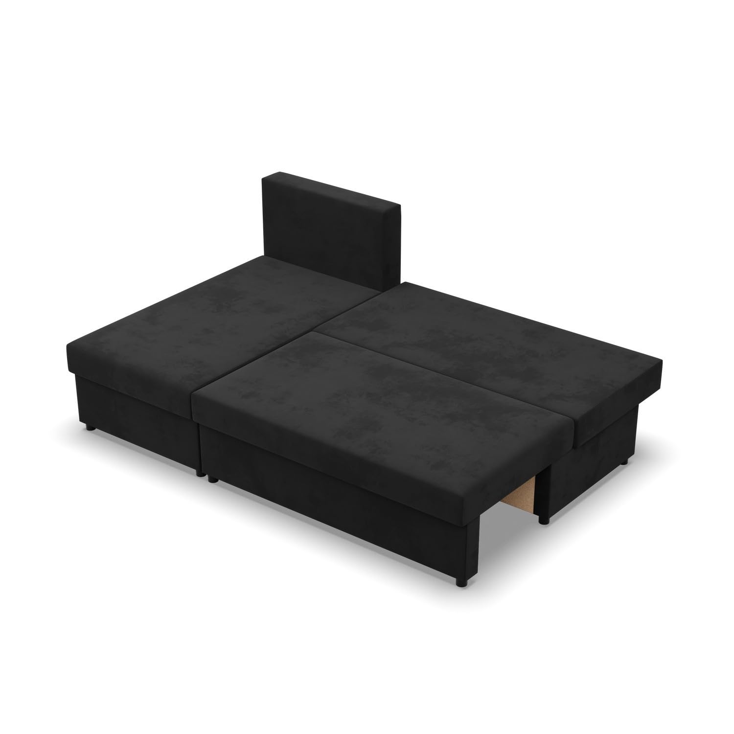 Mebligo Kemi - Ecksofa mit Schlaffunktion, Bettkastem, Komfort und Still, Schaum, schwarz + grau (Mikrofaza 15)