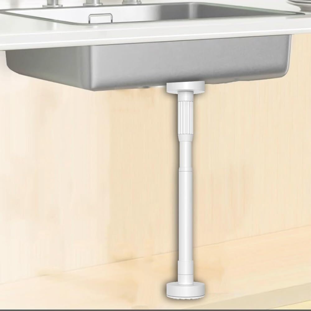 Patas de Soporte telescópicas Ajustables para Fregadero: Varillas de Soporte para Montaje bajo encimera sin Necesidad de taladrar, aptas para armarios de Cocina y baño, Varillas de Acero ino