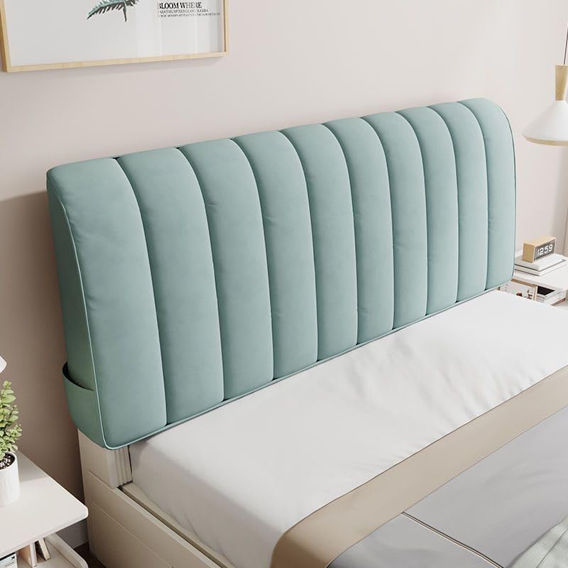 QUINTO Bed Headboard Covers Slipcover Velvet Headboard Cover Queen King Size All-inclusive Bed Backrest Protector Dustproof Cover With Elastic Band For Bedroom Decoration Washable,Green,210CM/83in