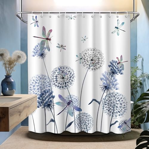 Tonmue Blue Dragonfly Shower Curtain, 72x72 in, Navy Blue by Tonmue - Used condition - US$17.79