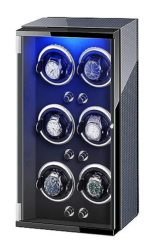 NTIYOU Cajas giratorias Caja enrolladora for 6 Luces de Colores automáticas Cojines de Reloj Ajustables Motor silencioso for Hombre Mujer Relojes Creatividad Expositor de coleccionista