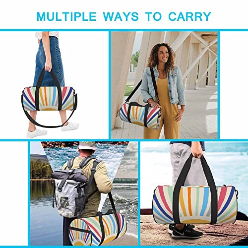 Aoyego Sun Duffle Bag Abstract Scandinavian Cute Sun Retro Art Unisex Sports & Travel Bag Lightweight Weekender Overnight Bag #TOP4