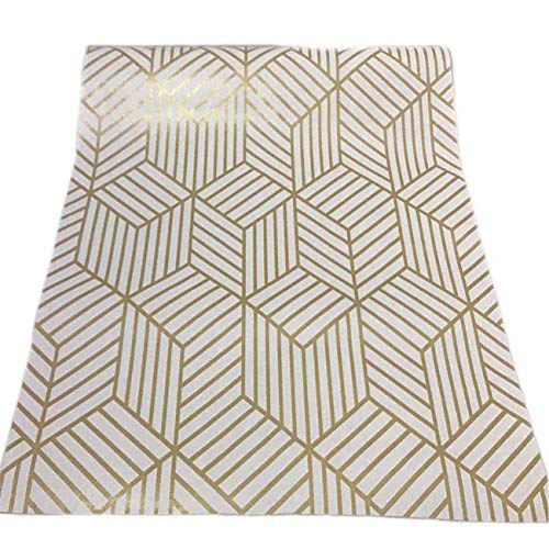 Image of WY-BSO White and Gold Geometry Stripped Hexagon Peel and Stick Contact Paper self Adhesive Wallpaper Removable Vinyl Film Decorative Shelf Drawer Liner Sticker 118 inch x17.7 inch