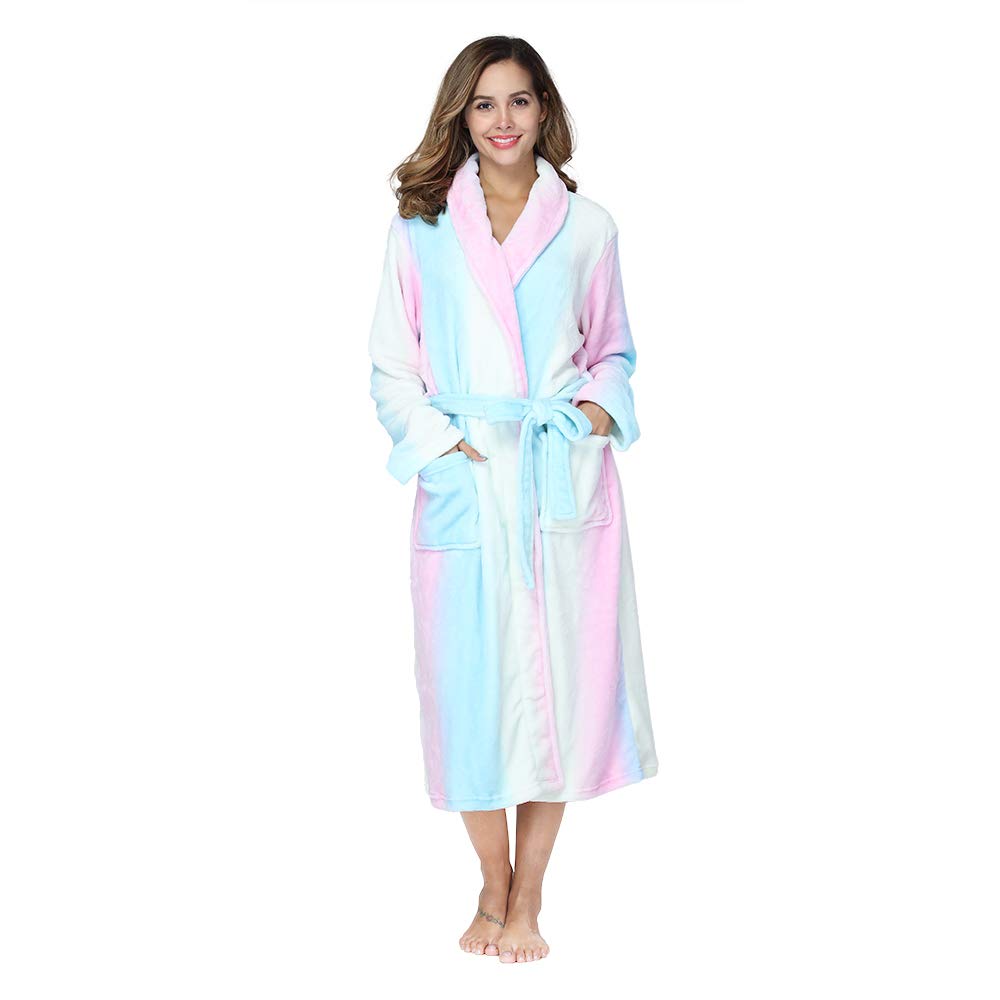 RONGTAIWomens Bathrobe Ladies Fleece Plush Warm Long Robes Fleece Nightgown SleepwearOEKO-TEX STANDARD 100