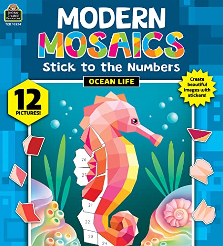 Image of Teacher Created Resources Ocean Life Modern Mosaics Stick to the Numbers (TCR10324)