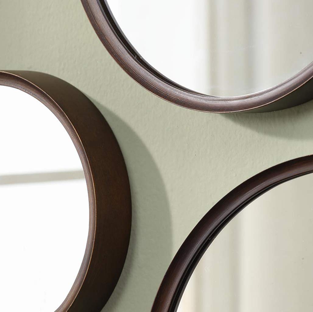 Specchio for Il Trucco Specchio for Il Bagno Specchio da Tavolo Rotondo Smussato Specchio da Trucco A Parete con Cornice in Legno Creativo Portatile for Soggiorno Camera da Letto/a/18Cm