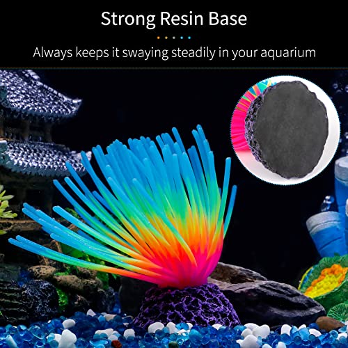 Image of Uniclife Aquarium Imitative Iridescent Blue Sea Urchin Ball Artificial Silicone Ornament with Glowing Effect for Fish Tank Landscape Decoration