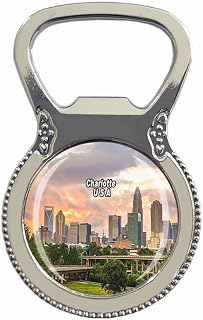Charlotte USA Fridge Magnet Bottle Opener Tourist Souvenir Gift Collection Refrigerator Magnetic Sticker