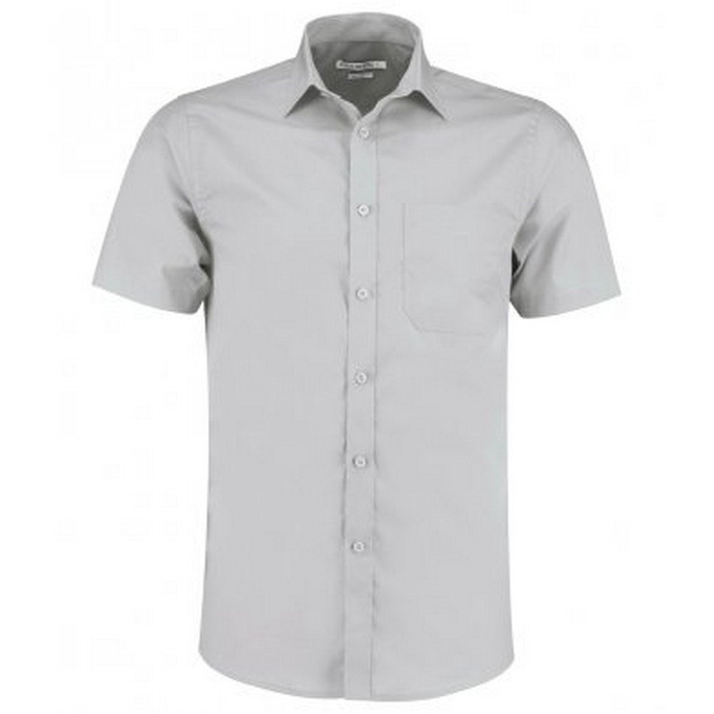 Kustom Kit Mens Short Sleeve Tailored Poplin Shirt (15.5) (Light Grey)