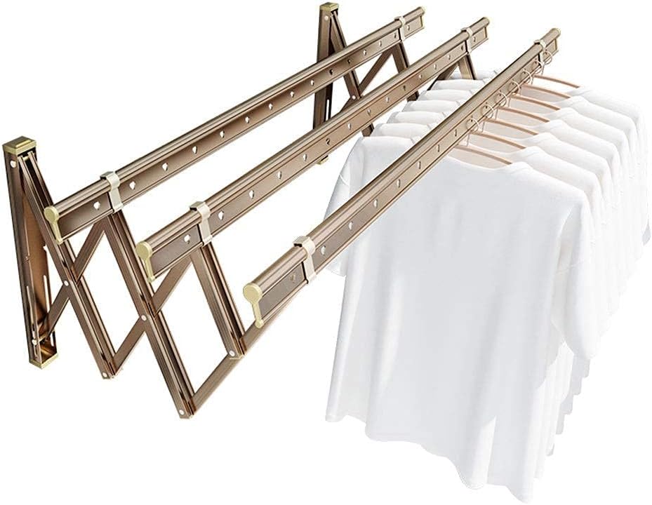 Clothes Drying Racks,Living Room Cloth Drying Rack Wall Mounted Airer Towel Rail Extendible Folding Outdoor Bathroom Stainless Steel Decorative Display Wall Floating Shel