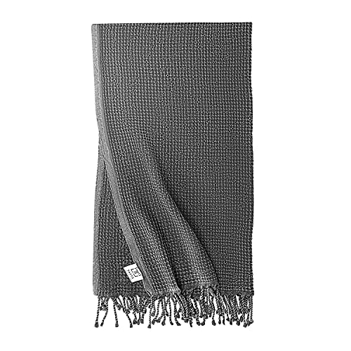 Tafts Home Waffle Turkish Beach Towel (37 x 69) - Prewashed Turkish Towels, 100% Long Staple Cotton - Super Absorbent, Quick Dry Towels and Ultra Soft - No Shrinkage - Super Stylish - (Black)