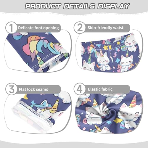 Cute Cats Unicorn Horns Girls' Leggings Toddler Doodles Rainbow Kids Yoga Pants Dance Active Tights 4T3