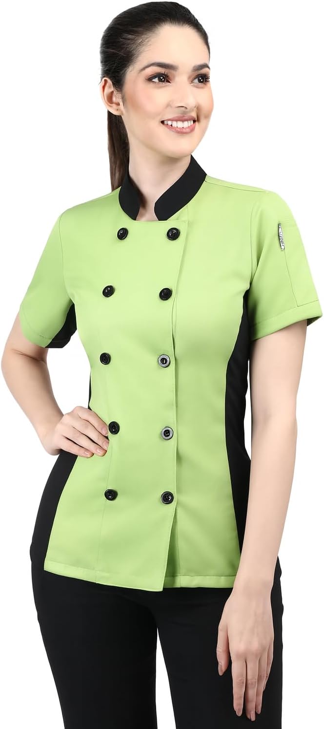 Short Sleeves side Mesh Vented Chef Coat Jacket Uniform for Women Food Service, Caterers, Bakers and Culinary Professional - Image 3