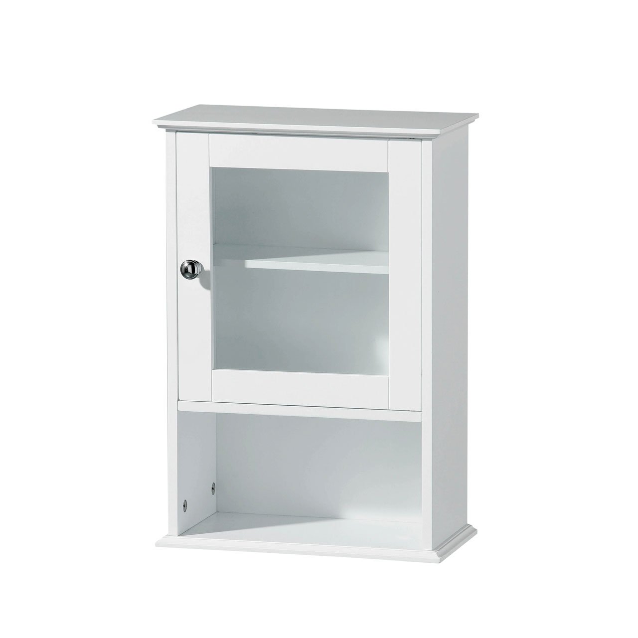 acropolebits Pensile Wall Cabinet Made White Wood Chrome Handle