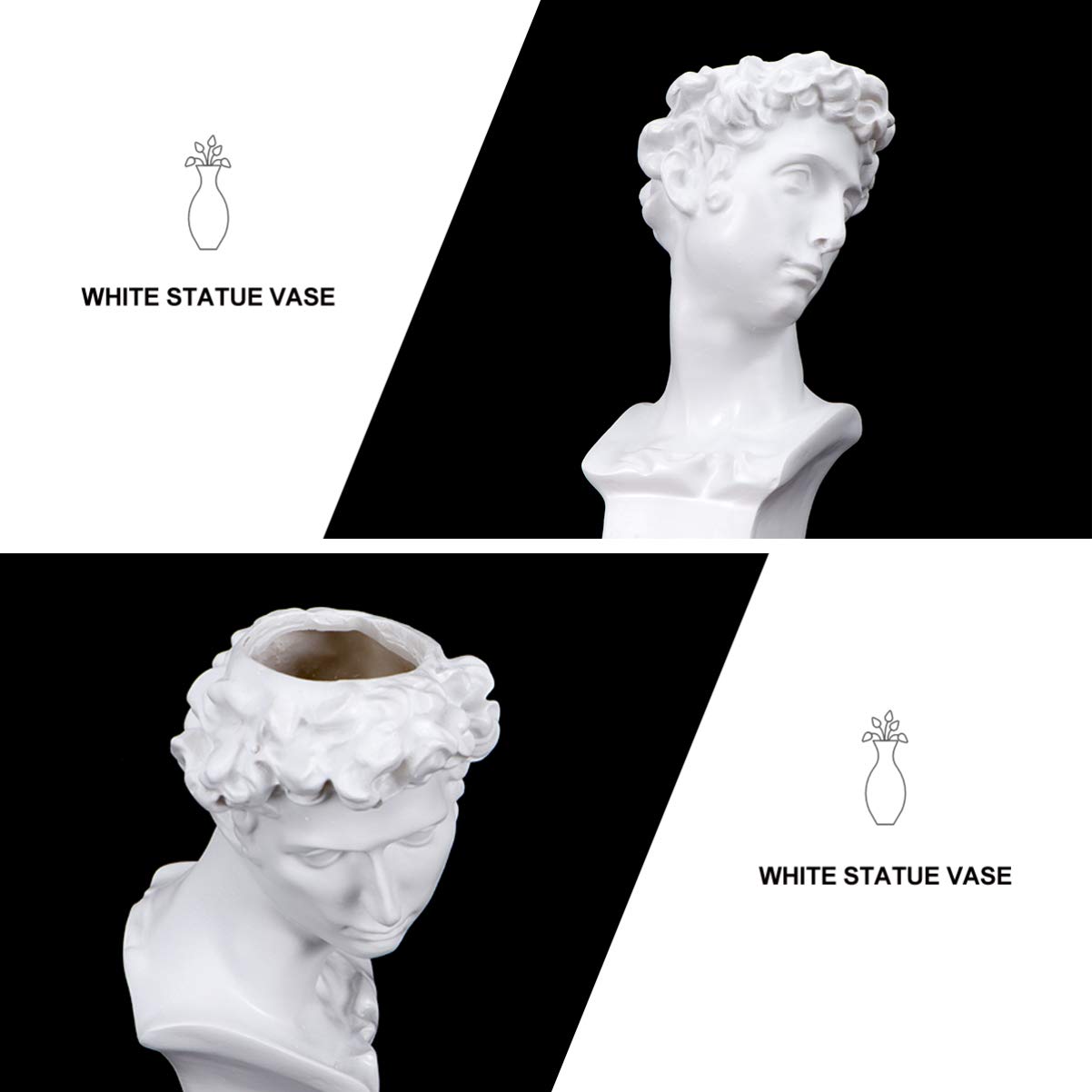 Planter, bust, Art Deco, White, red, unique, garden, house plant, head planter, head pot, head