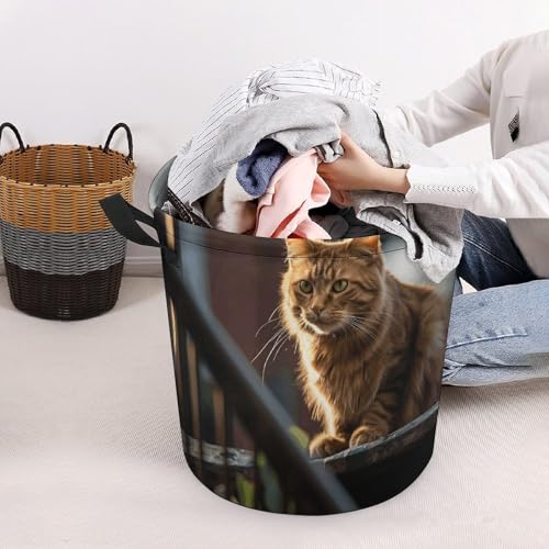 Panier à linge pliable chat balustrade imperméable pour chambre - 7